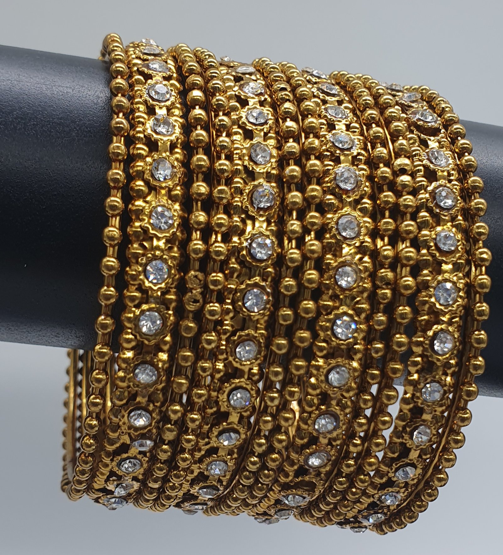 White Stone Oxidised Gold Bangles White Stone Oxidised Gold Bangles