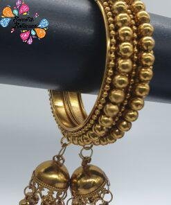 Oxidised Gold Bangles with Jhumkha Hangings