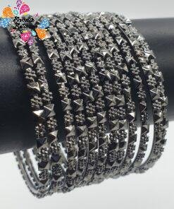 Black Silver Oxidised Bangle set