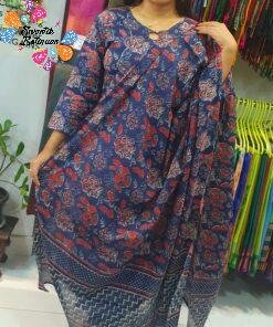 Blue and Red Colour Full Set Shalwar Ready Made