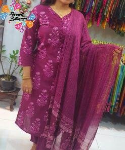 Purple and White Colour Full Set Shalwar Ready Made