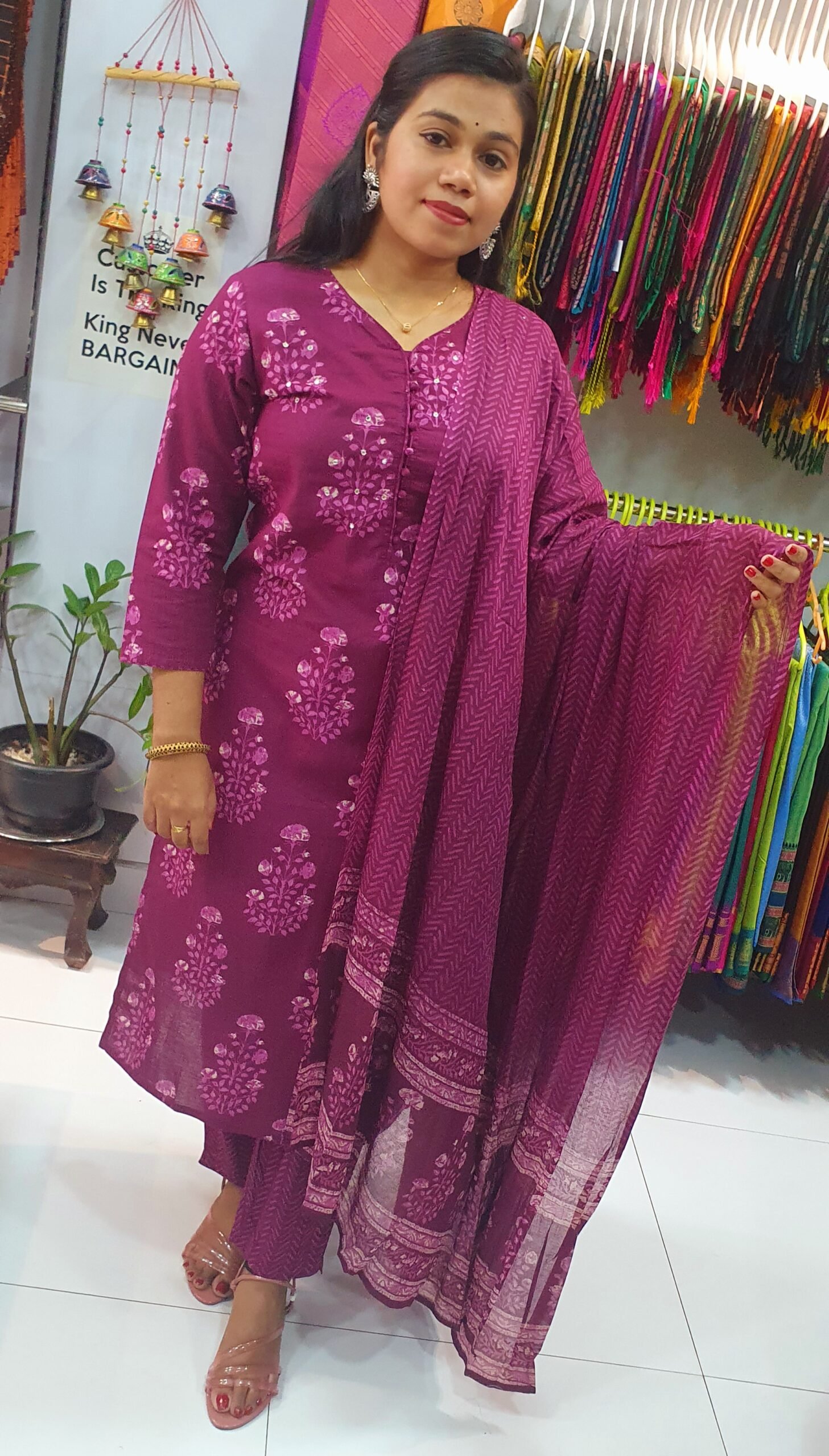 Purple and White Colour Full Set Shalwar Ready Made - Image 2