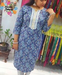 Blue Colour Casual Women Kurthi Top With Pant