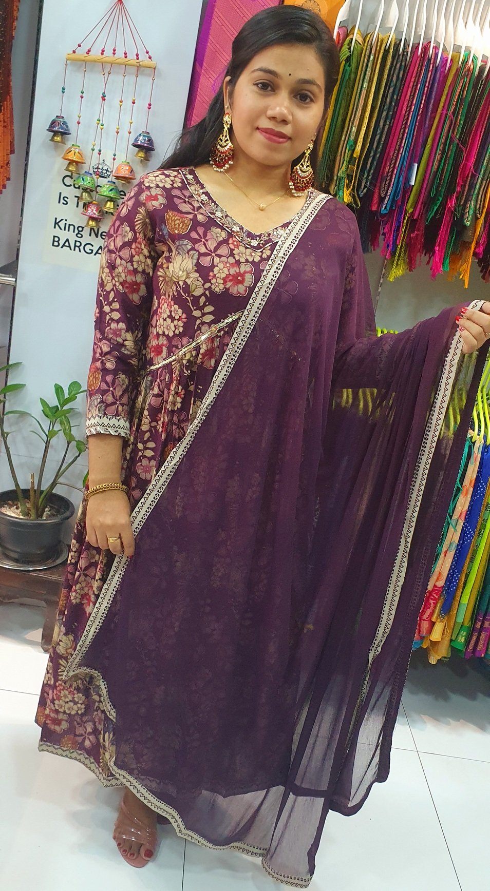 Magenta and Purple Colour Mixed Alya Cut Kurthi Magenta and Purple Colour Mixed Alya Cut Kurthi - Image 6