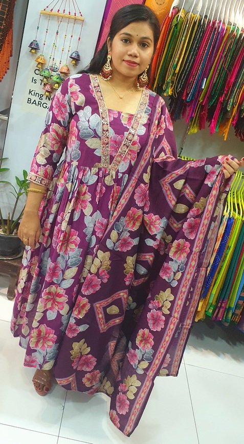 Pink and Purple Colour Mixed Alya Cut Kurthi Pink and Purple Colour Mixed Alya Cut Kurthi