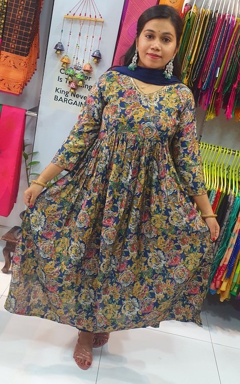 Yellow andPink Colour Mixed Alya Cut Kurthi Yellow andPink Colour Mixed Alya Cut Kurthi - Image 3
