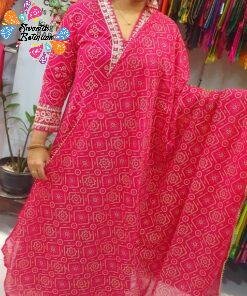 Pink and White Colour Full Set Shalwar Ready Made