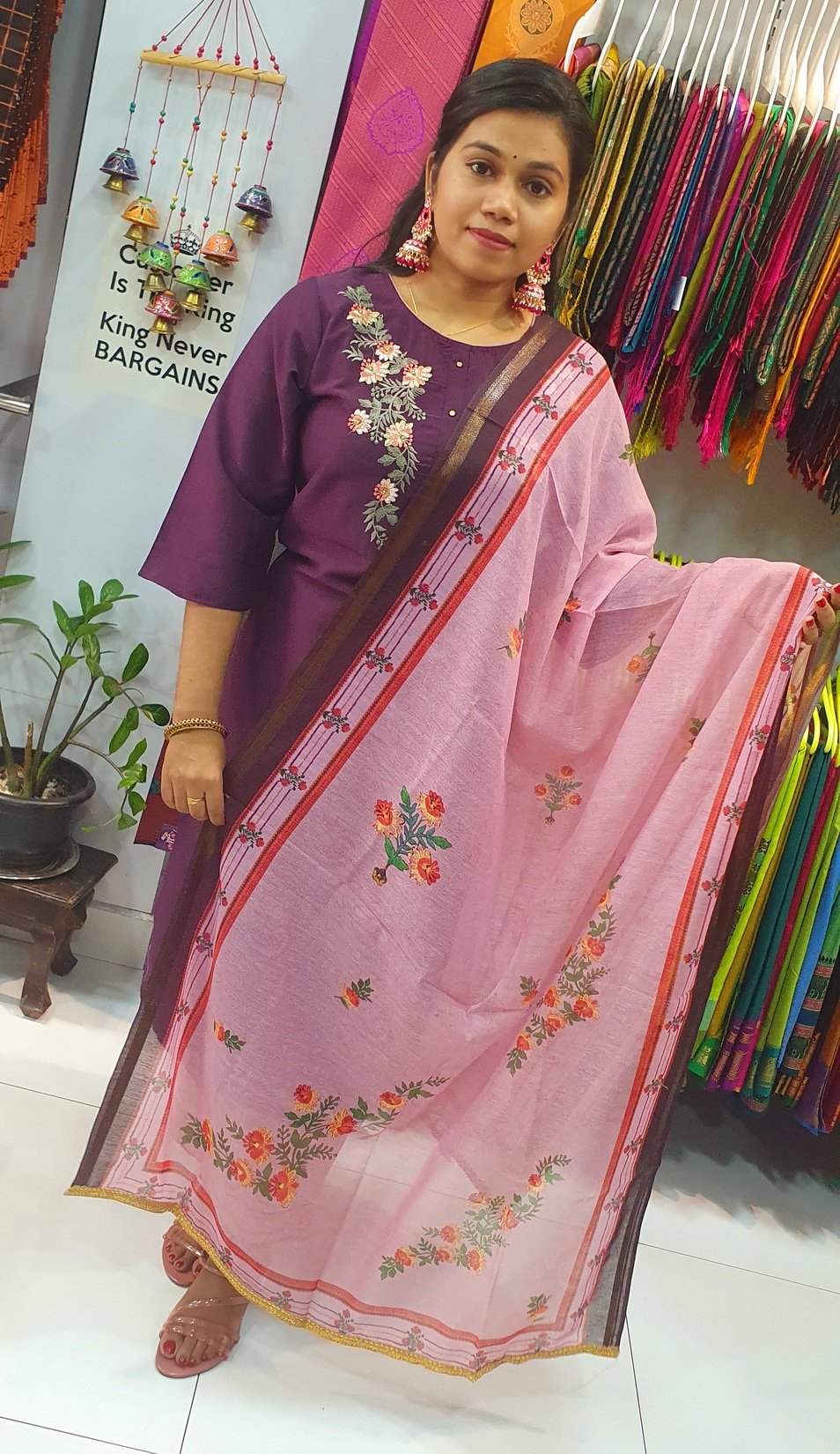 Purple and Pink Colour Full Set Shalwar Ready Made