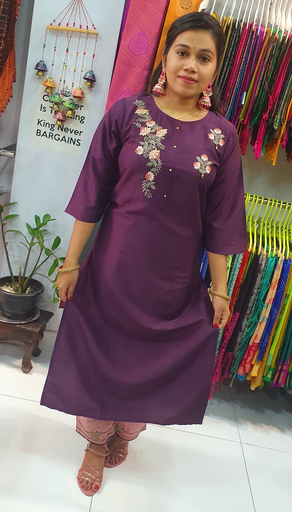 Purple and Pink Colour Full Set Shalwar Ready Made - Image 4