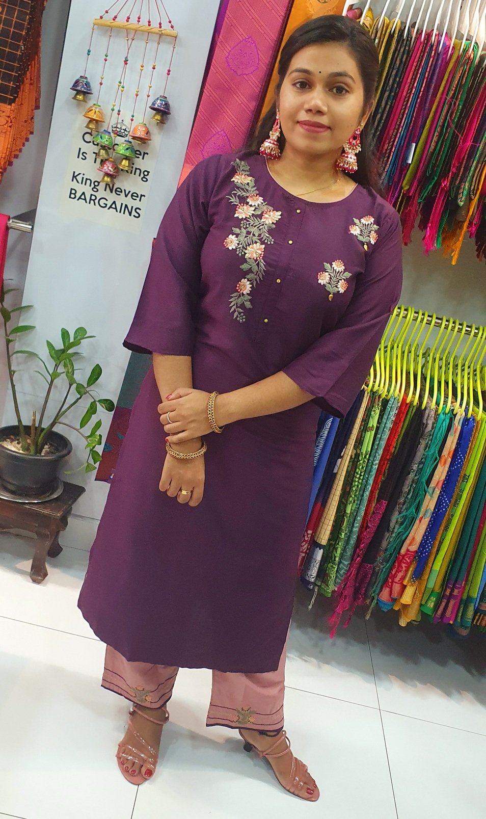 Purple and Pink Colour Full Set Shalwar Ready Made - Image 3