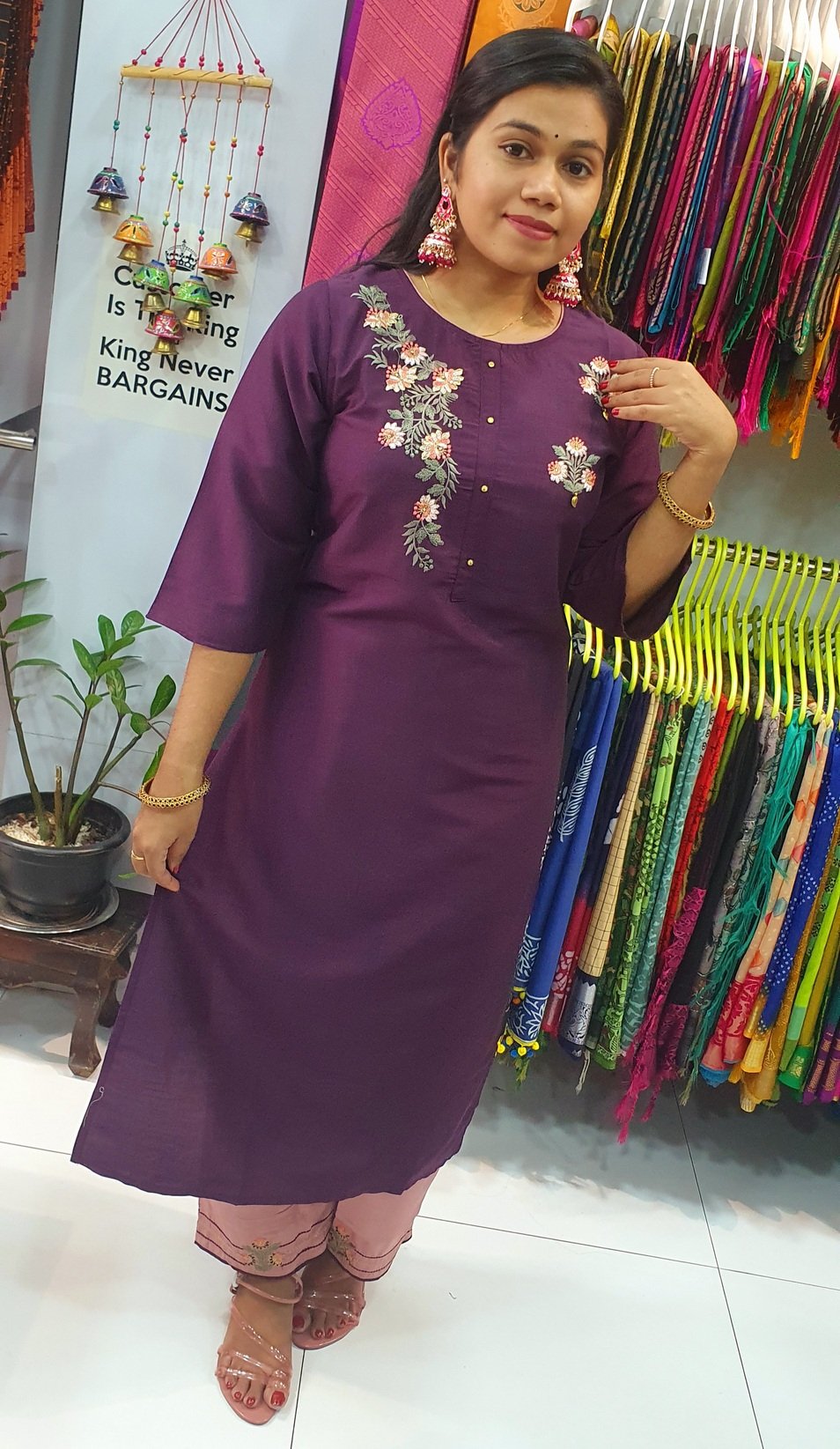 Purple and Pink Colour Full Set Shalwar Ready Made - Image 2