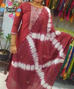 Alternative view of Brown and White Colour Full Set  Shalwar Ready Made