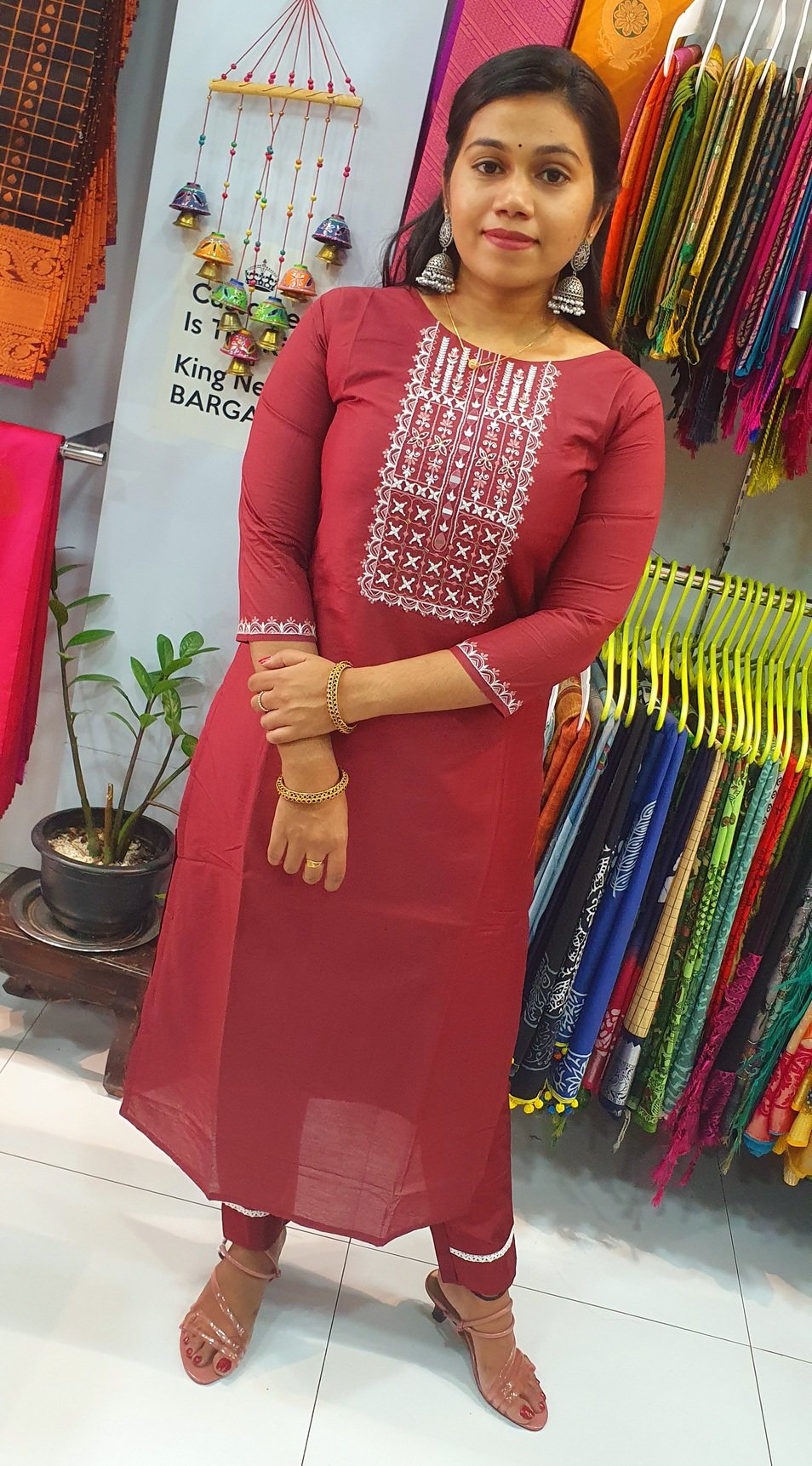 Brown and White Colour Full Set Shalwar Ready Made - Image 4