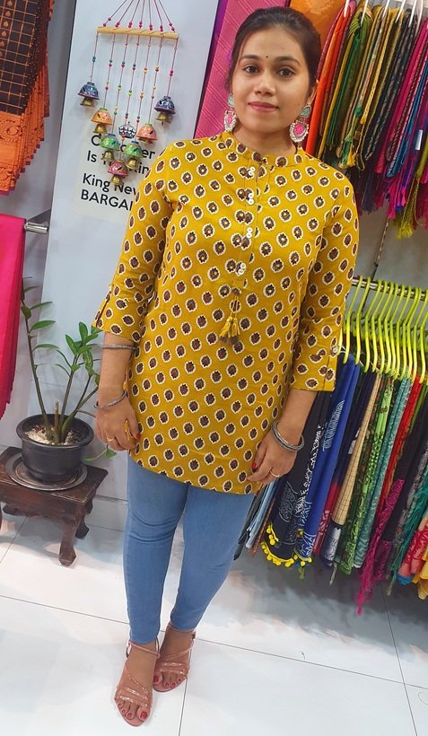 Yellow Colour Short Kurthi