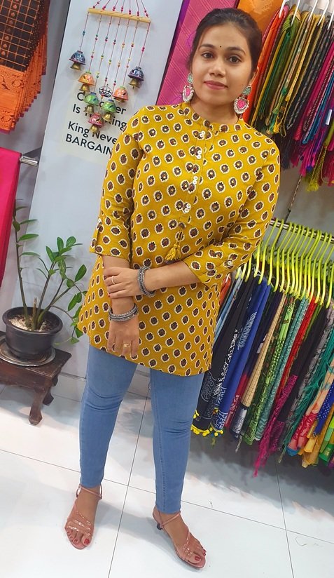 Yellow Colour Short Kurthi - Image 2