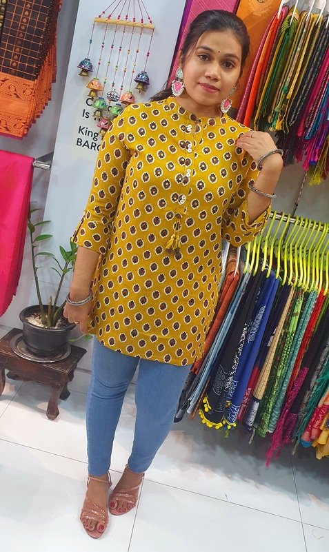 Yellow Colour Short Kurthi - Image 3