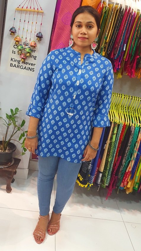 Blue Colour Short Kurthi - Image 2