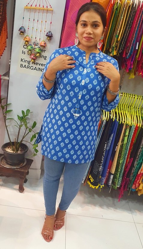 Blue Colour Short Kurthi