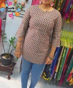 Plus Size Clothing for Women Alternative view of Brown and Grey Colour Short Kurthi