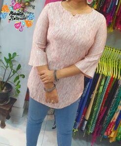 Plus Size Clothing for Women Alternative view of Brown and White Colour Short Kurthi