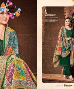 Dark Green Colour Fancy Swaroski Work Unstitch Salwar Kameez With Cotton Digital Print Dupatta