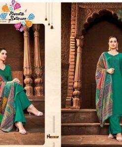 Green Colour Fancy Swaroski Work Unstitch Salwar Kameez With Cotton Digital Print Dupatta