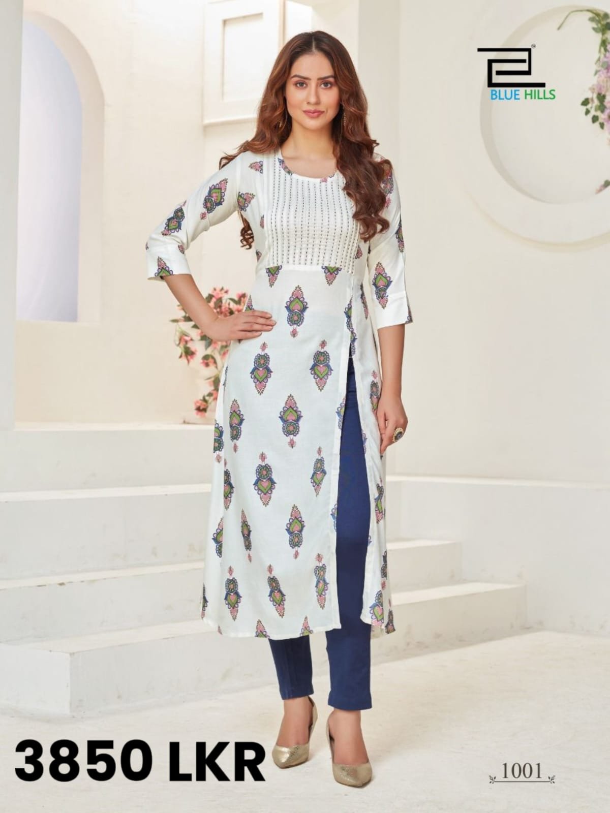 White Pure Rayon With Front Open Frock Style Kurthi