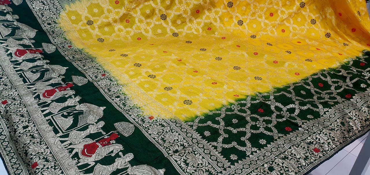 Yellow Colour Premium Banarasi Silk Saree - Image 3