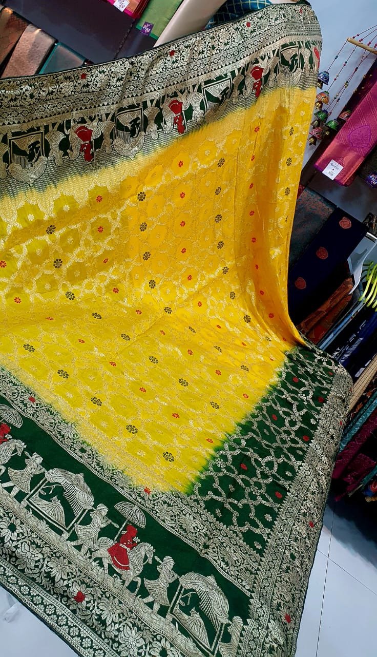 Yellow Colour Premium Banarasi Silk Saree - Image 2