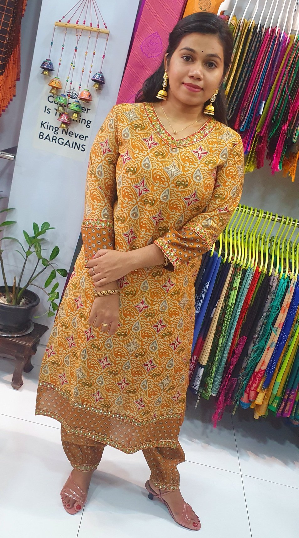 Yellow and Gold Colour Full Sets Shalwar Ready Made - Image 4