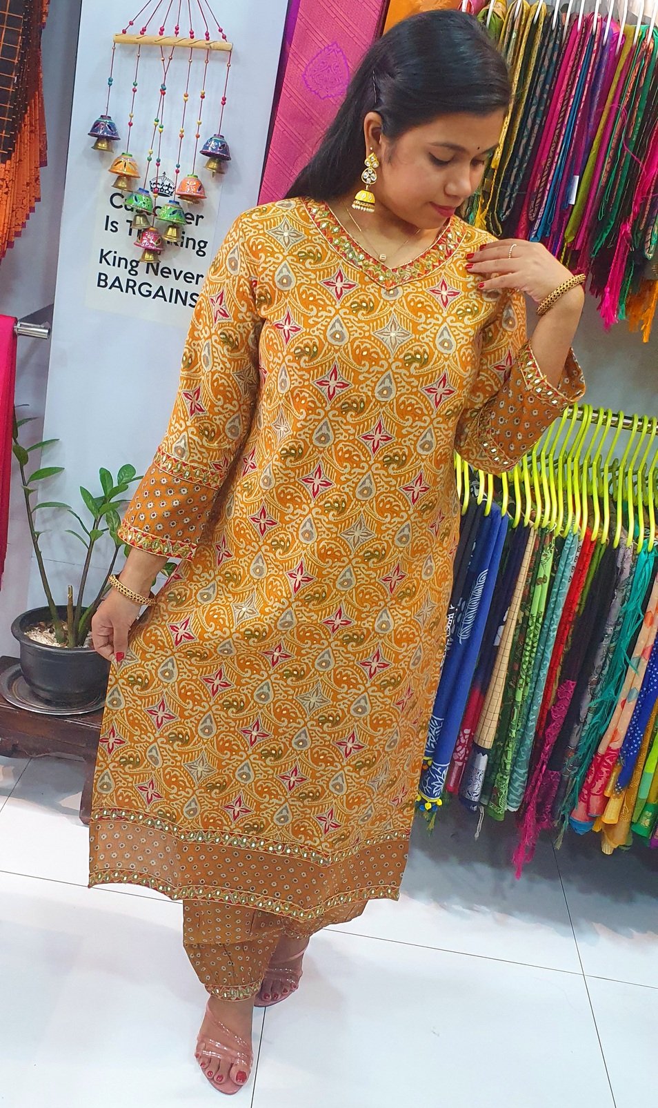 Yellow and Gold Colour Full Sets Shalwar Ready Made - Image 3