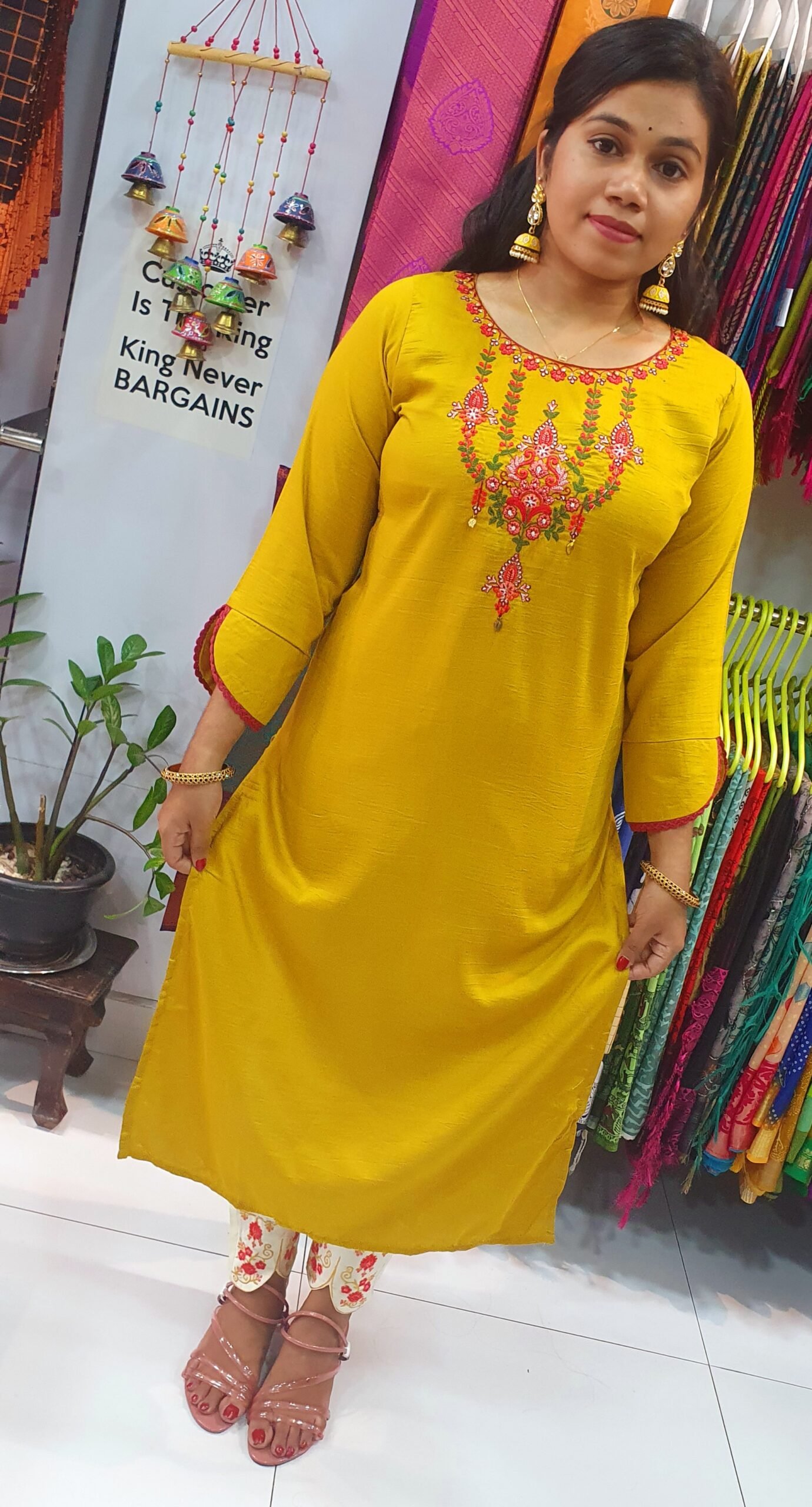Yellow and Red Colour Full Set Shalwar Ready Made - Image 2