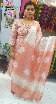 Pink and White Colour Full Sets Shalwar Ready Made