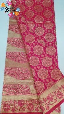 Pink and Gold Colour Chakra Designer Banarasi Silk Saree