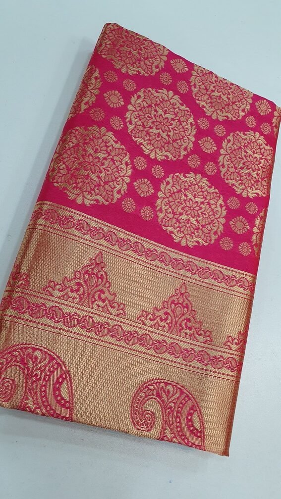 Pink and Gold Colour Chakra Designer Banarasi Silk Saree Pink and Gold Colour Chakra Designer Banarasi Silk Saree - Image 4