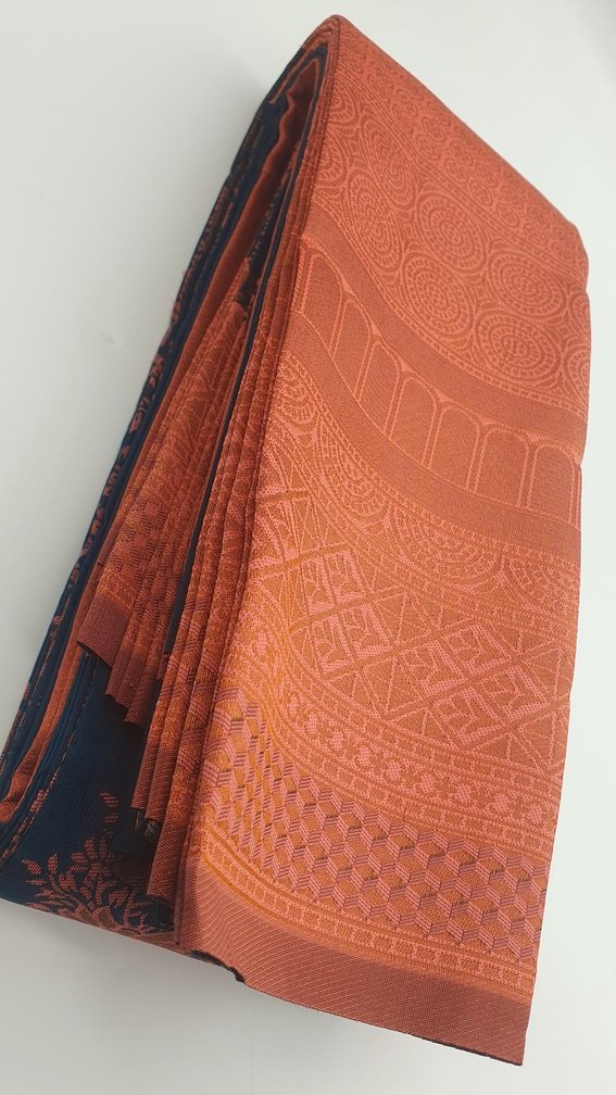 Floral Designer Blue and Peach Big Border Semi Silk Saree Floral Designer Blue and Peach Big Border Semi Silk Saree