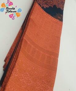 Floral Designer Blue and Peach Big Border Semi Silk Saree Floral Designer Blue and Peach Big Border Semi Silk Saree