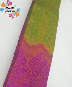 Floral Designer Green and Magenta Big Border Semi Silk Saree Floral Designer Green and Magenta Big Border Semi Silk Saree