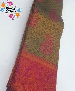 Mango Designer Green and Maroon and Gold Big Border Semi Silk Saree Mango Designer Green and Maroon and Gold Big Border Semi Silk Saree