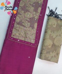 Magenta and Beige Colour Floral Designer Shalwar Material,