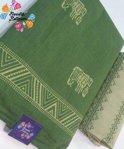 Elephant Designer Green and White Colour Shalwar Material