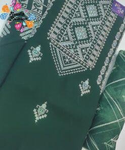 Alternative view of Green and White Colour Shalwar Material
