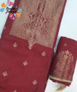 Floral Designer Marron and Gold Banaras Shalwar Material