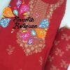Floral Designer Red and Gold Banaras Shalwar Material Floral Designer Red and Gold Banaras Shalwar Material