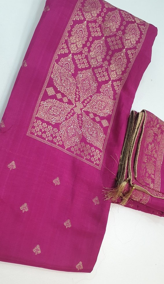 Floral Designer Magenta and Gold Full Banaras Shalwar Material Floral Designer Magenta and Gold Full Banaras Shalwar Material