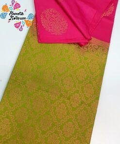 Pink and Green Colour Soft Silk Saree