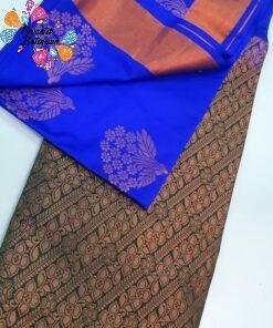 Blue and Dark Green Colour Soft Silk Saree