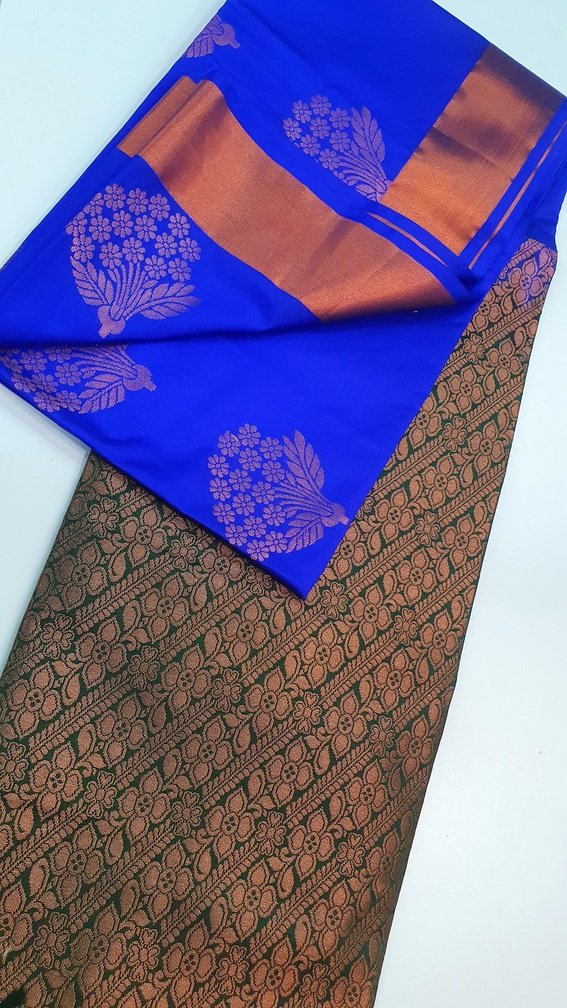 Blue and Dark Green Colour Soft Silk Saree Blue and Dark Green Colour Soft Silk Saree