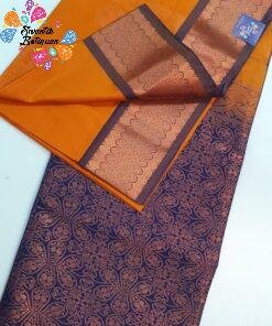 Yellow and Navy Blue Colour Soft Silk Saree