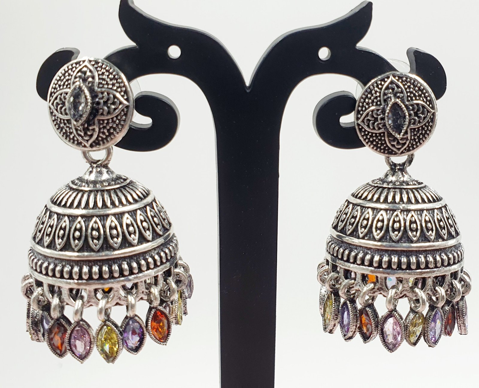 Multi Colour Oxidised Silver Jhumkha Multi Colour Oxidised Silver Jhumkha - Image 2